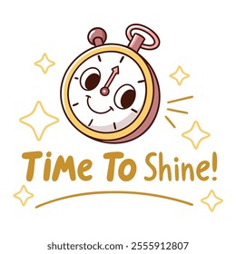 Unique and trendy alarm clock vector with a cheerful face expression to start the day with enthusiasm.