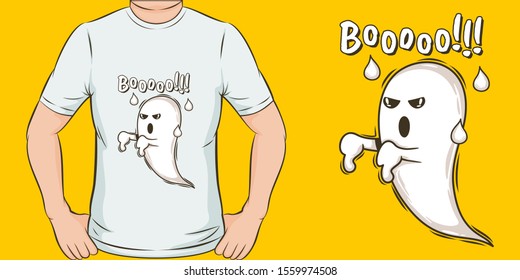 Unique and Trendy Ghost With Thumbs Down Gesture T-Shirt Design or Mockup.