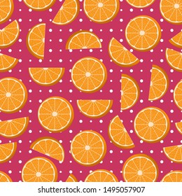 Unique and Trendy Juicy Orange Slice Irregular Seamless Pattern. Unique and Trendy seamless pattern background for your unique design.