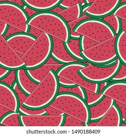 Unique and Trendy Pile of Watermelon Irregular Seamless Pattern. Unique and Trendy irregular seamless pattern background for your unique design.