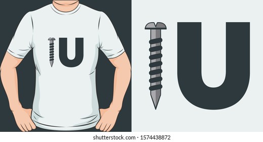 Unique and Trendy Screw You T-Shirt Design or Mockup.