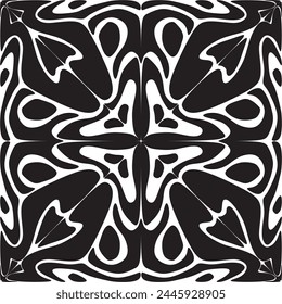 Unique trendy seamless pattern ornament, monochrome background with carvings for fabric or clothes