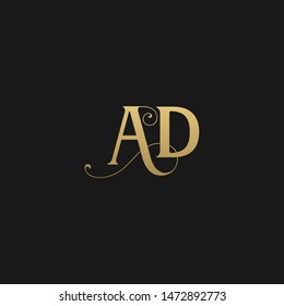 Unique trendy stylish AD initial based letter icon logo