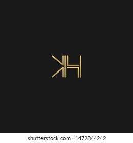 Unique trendy stylish KH initial based letter icon logo