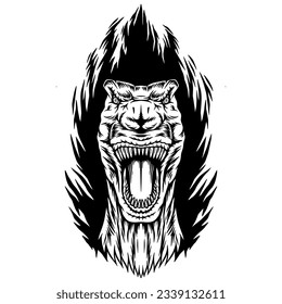 Unique T-rex vector with black color for design material