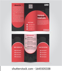Diseño único Tri pliegue, plantilla de folleto, tríptico creativo, folleto de tendencia Plantilla de vector abstracto empresarial. A4 diseño de negocios triplicado moderno, informe anual, volante con formas geométricas coloridas.