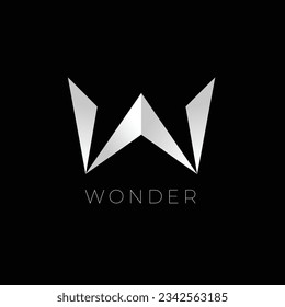 Unique triangle geometric elegant creative minimal letter vector W logo template icon.