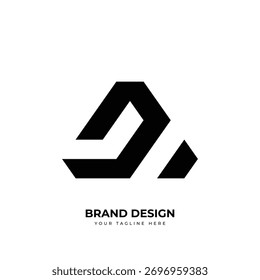Unique triangle monogram logo with Da or Ad letters, ideal for modern branding and creative identity design.