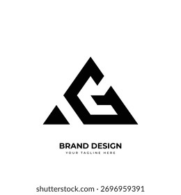 Unique triangle monogram logo featuring Ag or Ga letters, perfect for modern branding and identity design.