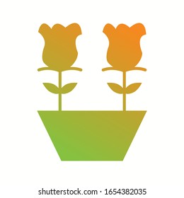 Unique Tulips In Pot Vector Glyph Icon