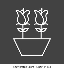 Unique Tulips In Pot Vector Line Icon