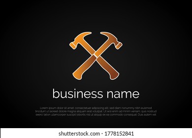 Plantilla Única De Logotipo De Martillo Gemelo Para El Nombre De Su Empresa, Plantilla De Logotipo Alfabeto Preparada Para Su Uso, Logotipo Inicial Moderno