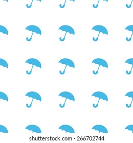 Unique Umbrella white and blue seamless pattern for web design. Vector symbol