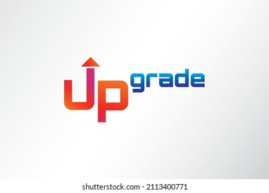 Unique Upgrade Logo Template for Your Business. Incorporated up arrow into up word and grade as superscript