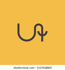 Unique UT monogram vector logo isolated by yellow background. Logo for brand, business, company, and organization.