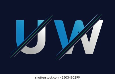 Plantilla única del Vector del icono del logotipo de la letra de UW.
