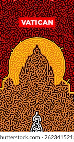 Unique Vatican City Silhouette of HandDrawn Illustration of St Peter's Basilica