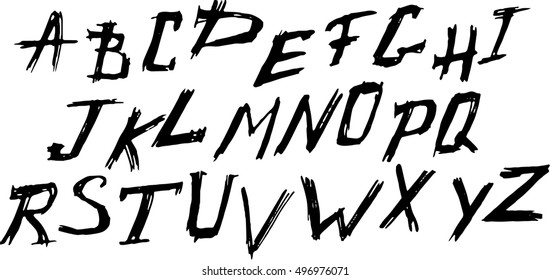 Unique vector alphabet. Modern calligraphy font. Vector letters isolated and easy to use. Latin alphabet. Educational poster.