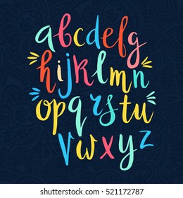 Unique vector alphabet. Modern calligraphy font. Vector letters isolated and easy to use. Latin alphabet. Educational poster.