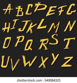 Unique vector alphabet. Modern calligraphy font. Vector letters isolated and easy to use. Latin alphabet. Educational poster. 