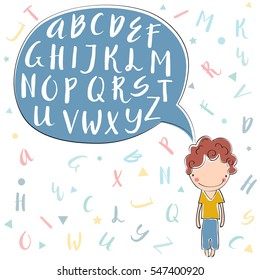 Unique vector alphabet. Modern calligraphy font. Vector letters isolated and easy to use. Latin alphabet. Educational poster.