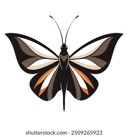 Vetor único de arte de uma borboleta voadora, combinando a natureza e a música em um design.