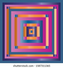 Unique vector artwork in multi color with stunning blue, purple and orange fills and line art. 