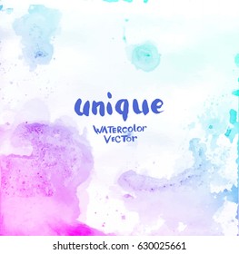 Unique vector background. Hand drawn watercolor vector textures.