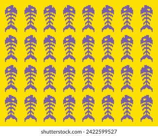 A unique vector background for websites where contrasting purple fish skeletons come to life on a bright yellow background. This bold visual element not only attracts attention, but also adds flair.