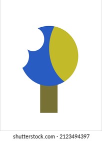 Unique vector, colorful ice cream, slightly bitten, on a white background.