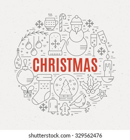 Unique vector concept with different christmas and new year celebration elements. Clean and easy to edit. Unique illustration for t-shirts, banners, flyers and other types of business design.