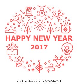 Unique vector concept with different Christmas and new year celebration elements. Clean and easy to edit. Unique illustration for banners and business design