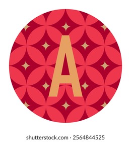 Unique Vector Design Featuring Letter A in Gold with Circular Red Pattern and Triangle Motif Great for Logos Posters and Decorative Digital Artworks