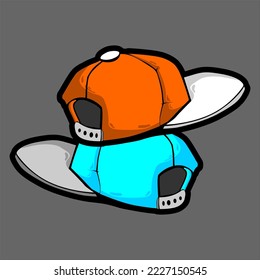 Unique vector design of two orange and blue colored hats