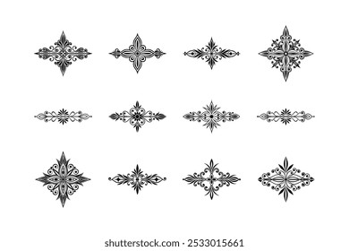 Unique vector divider line bundle featuring consistent ornamental shapes. Perfect for adding elegance and structure to design projects, from web design to print and branding materials.