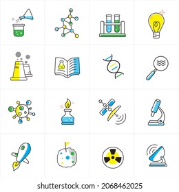 Unique vector elements of science icons with color