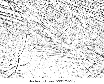 Unique vector grunge texture of cut wood, featuring natural cracks and concentric circles. Monochrome organic background of an old sawn tree, perfect for vintage, rustic, and abstract designs
