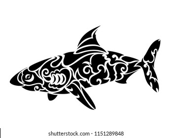 Unique Vector Illustration Black Tribal Shark Stock Vector (Royalty ...