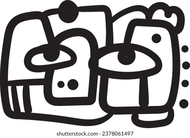 unique vector illustration collection that combines faces, lines, circles, and whimsical doodles in abstract print designs.