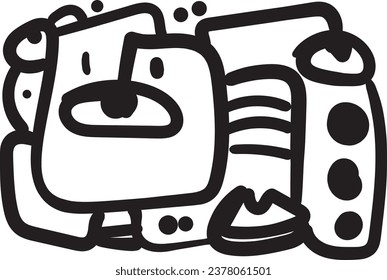 colección de ilustraciones vectoriales única que combina caras, líneas, círculos y doodles caprichosos en diseños de impresión abstractos.