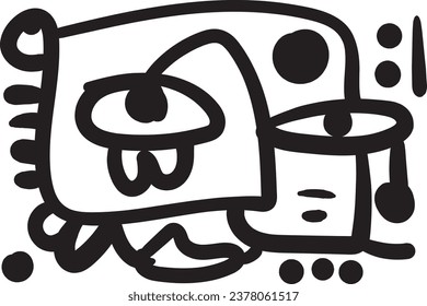 colección de ilustraciones vectoriales única que combina caras, líneas, círculos y doodles caprichosos en diseños de impresión abstractos.