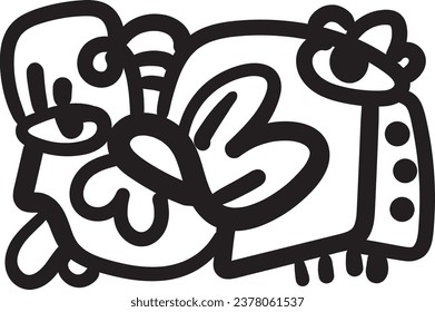 unique vector illustration collection that combines faces, lines, circles, and whimsical doodles in abstract print designs.
