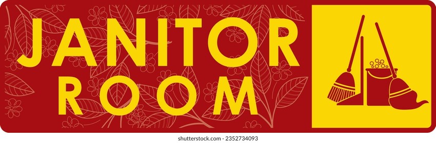 unique vector illustration of janitor room signage. Icon including broom,mop,dustpan,bucket with detergent foam.good for logo,door sign at office,hotel,villa,restaurant,school,pre-school,spa,home,mall