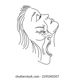 Unique vector image. Illustration for clothes print. Vector graphics. Split personality. Cry from the heart. Pain. The manifestation of emotions. Psychology