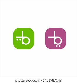 Unique vector letter B logo design with shopping cart concept. Can be used for identity and online shop applications.