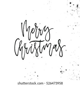 Unique vector lettering with Merry Christmas. Phrase for holiday greetings and invitations. Handdrawn design for your holiday cards.