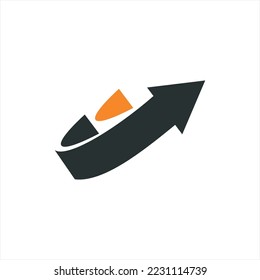 Diseño único de logotipo vectorial con signo de flecha y letra abstracta U.
