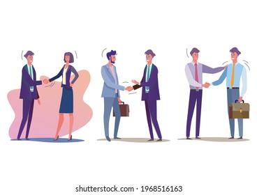 An unique vector of people discussing about business.