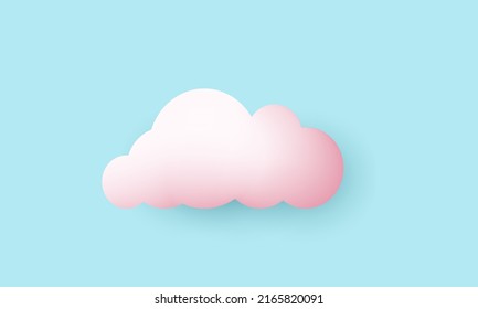 unique vector realistic pink 3d cloud blue icon design isolated on background .Trendy and modern vector in 3d style.