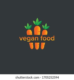 Unique Vegan Food logo template vector object for logo-mark, icon or badge Design. Carrot Luxury style illustration.